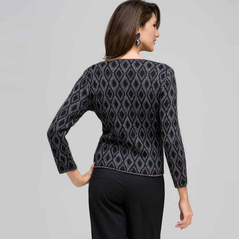 Lurex patterned Cardigan, Black Multi, large image number 1