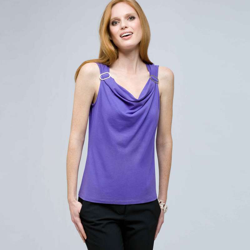 Drape Neck Tank with Buckles., , large image number 0